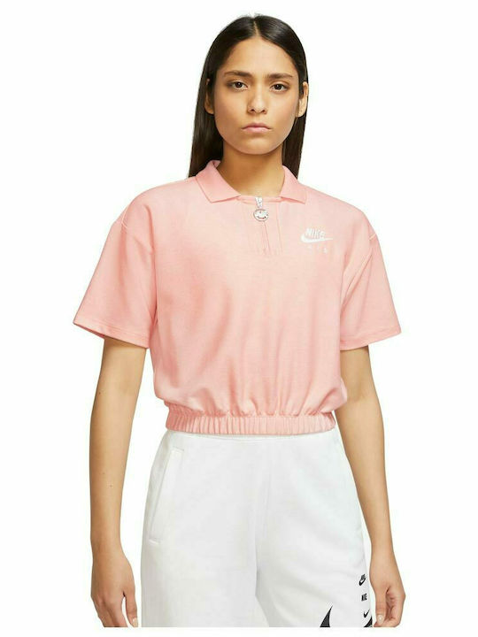 Sportswear Air Γυναικεία Αθλητική Polo Μπλούζα Κοντομάνικη Ροζ