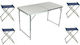 Thirea Aluminum Table Set for Camping Foldable 90x60x37cm White 4 Pieces