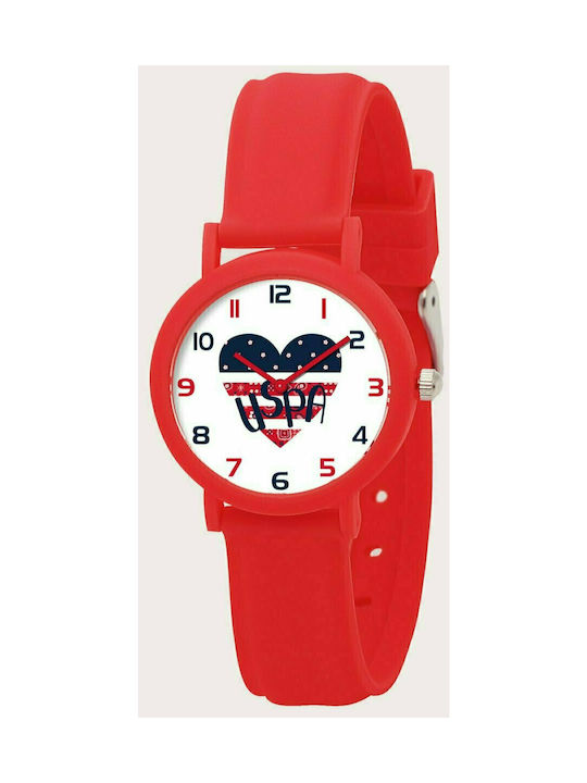 U.S. Polo Assn. Kids Analog Watch with Rubber/Plastic Strap Red