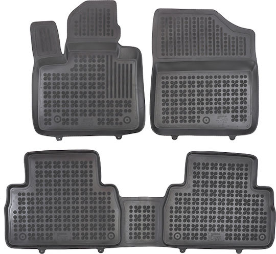 Rezaw Plast Set of Front and Rear Mats 3pcs Tray Type for Hyundai Santa Fe 2020+ Black