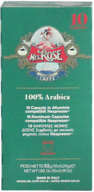 Mrs Rose Κάψουλες Espresso Συμβατές με Μηχανή Nespresso 10caps