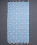 Silk Fashion Pestemal SF1755 Beach Towel Cotton Light Blue with Fringes 180x90cm.