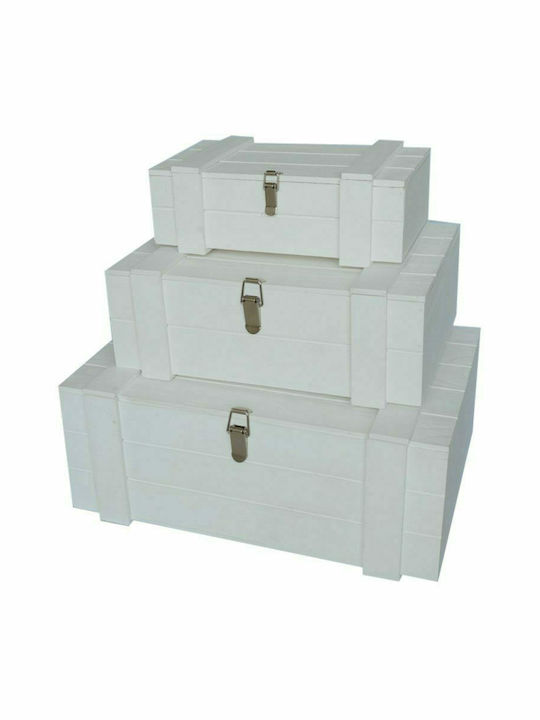 Vekrakis Set 3 buc. cufăr din lemn alb 55x39x22 / 44,5x32x16 / 36x22x12cm