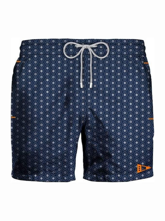 Men's Swimwear Shorts Navy Blue with Patterns