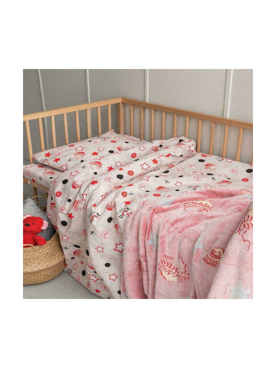 Palamaiki Baby Sheets Set Crib Cotton Fitted Olympiacos BC6 Gray 3pcs 70x140cm