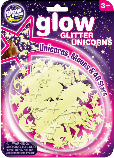 Brainstorm Kids 3D Glow-in-the-Dark Wall Sticker Stars & Unicorns Glitter 49pcs