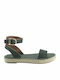 Leder Flache Sandalen für Damen mit Riemen Olive