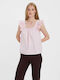 Vero Moda Bluza de Damă de Vară din Bumbac cu Bretele Roz
