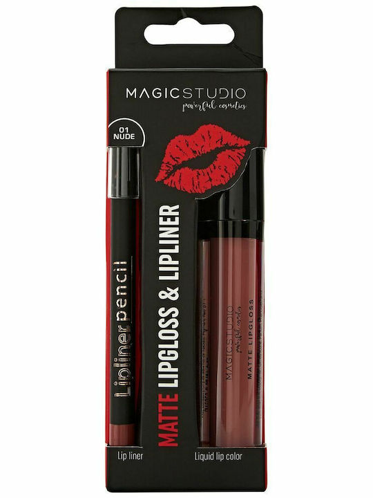 Magic Studio Set Matte De Machiaj Pentru Buze 01 Nude 2 Bucăți