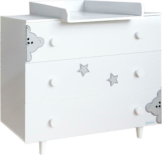 Baby Kommode mit 3 Schubladen Weiß 90x53x85cm