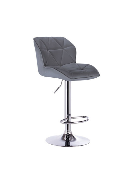 Stools Bar Collapsible with Backrest Upholstered with Faux Leather Grey 1pcs 42x49x66cm