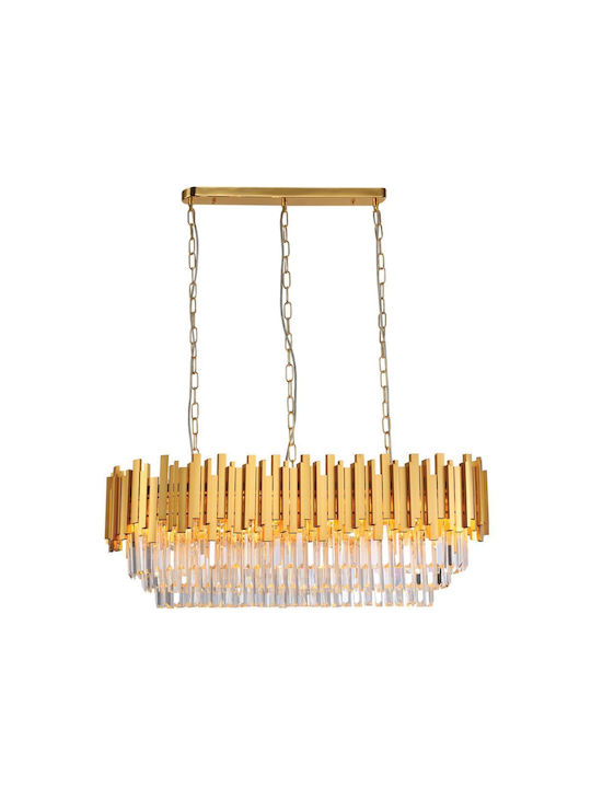 Inlight Πολυέλαιος 12xE14 Ø100cm με Κρύσταλλα Χρυσός 6069-12