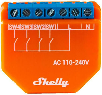 Shelly Plus i4 AC Smart Ενδιάμεσος Διακόπτης με Wi-Fi και Bluetooth