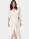 Sommer Midi Damenkleid Wickel Beiges