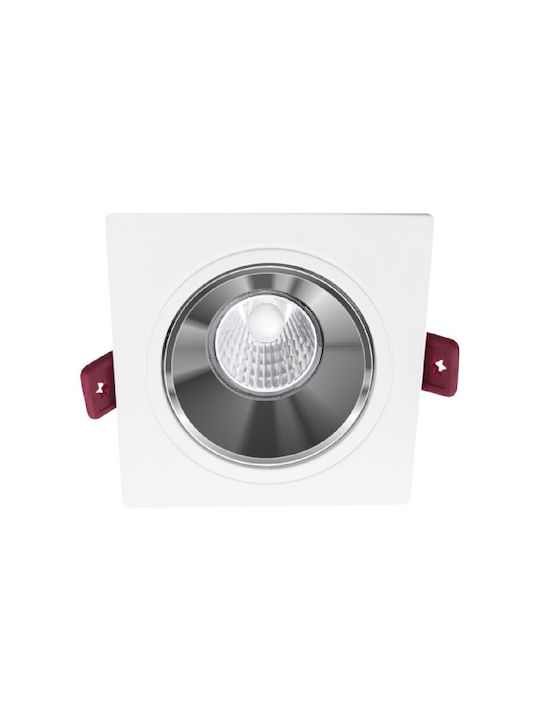 Spot Light Square Plastic Recessed Spot with Socket GU10 White 9.2x9.2cm. 1pcs