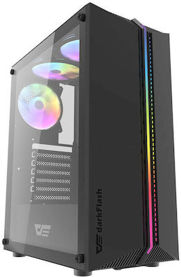 Darkflash DK151 Gaming Midi Tower Computer Case with RGB Lighting Black