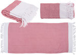 NGIOT Fouta Beach Towel Red with Fringes 170x80cm.