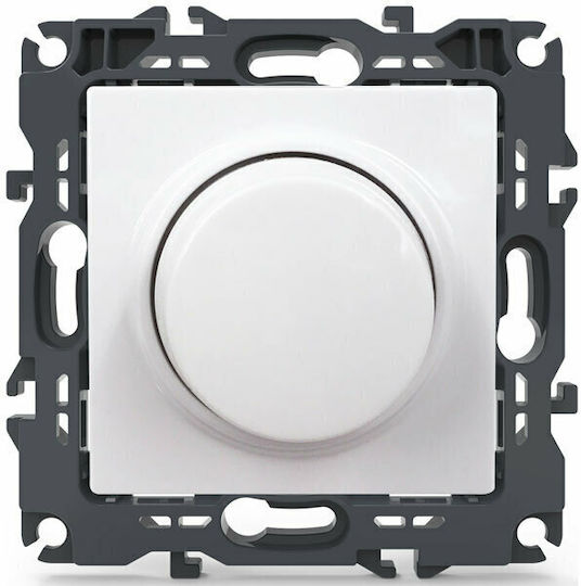 Aca Prime Χωνευτός Διακόπτης Dimmer χωρίς Πλαίσιο Κλασικός Περιστροφικός 800W σε Λευκό Χρώμα