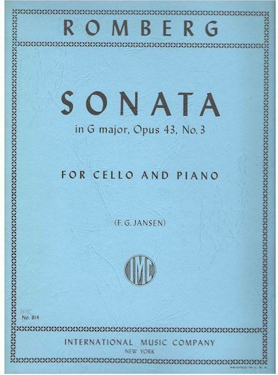 International Music Company Romberg Sonata In G Major Op.43 No.3 Παρτιτούρα για Πιάνο / Τσέλο