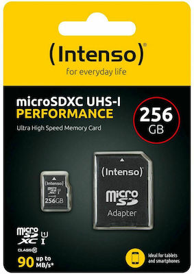 Intenso Class Performance microSDXC 256GB Class 10 U1 UHS-I με αντάπτορα