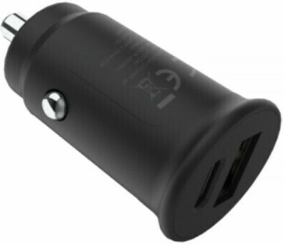 Partel Grab N Go Зарядно за кола с Портове: 1xUSB 2xType-C Черен Цвят