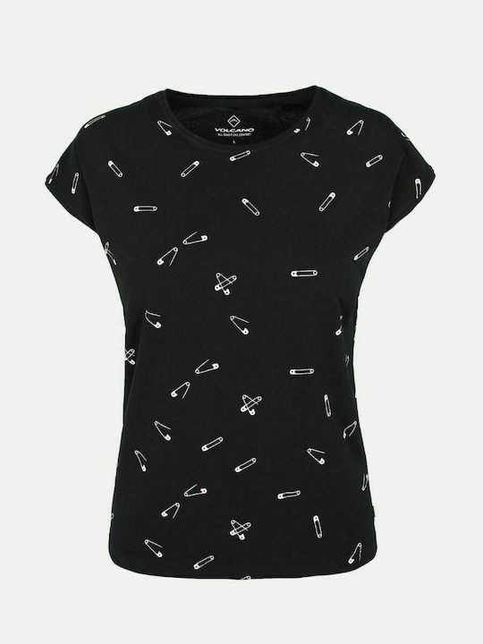 Volcano T-PINE Women's printed T-Shirt - Black