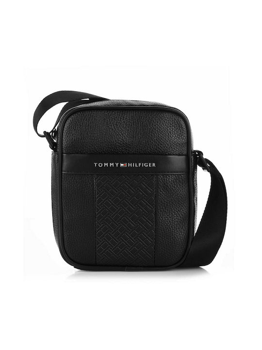 Tommy Hilfiger Δερμάτινη Ανδρική Τσάντα Ώμου / Χιαστί σε Μαύρο χρώμα