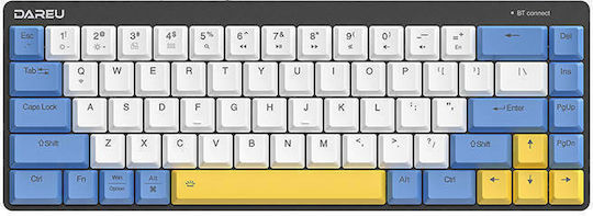 Dareu EK868 Fără fir Gaming Tastatură Mecanică 60% cu Custom Red comutatoare și Taste Iluminate (Engleză US) White / Blue / Yellow
