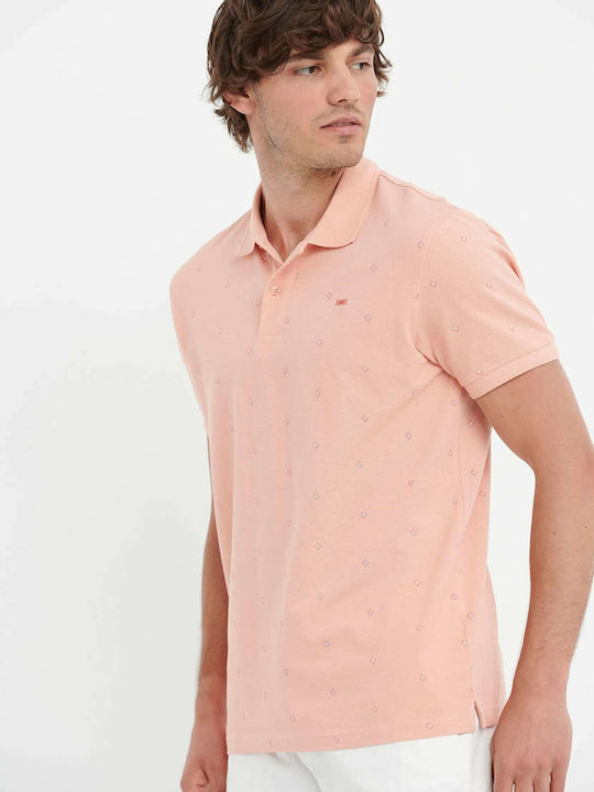 Funky Buddha Bluza Bărbătească cu Mânecă Scurtă Polo Coral