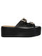 Envie Shoes Δερμάτινα Γυναικεία Σανδάλια Flatforms σε Μαύρο Χρώμα