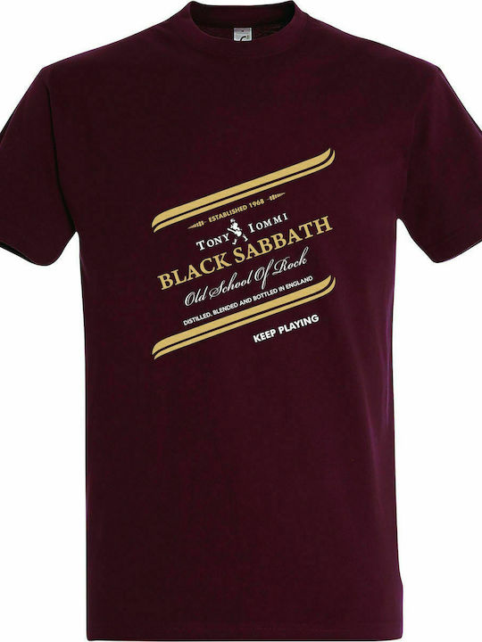 T-shirt Unisex " Keep Playing Tony Iommi, Black Sabbath ", Burgundy