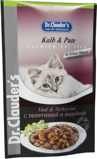 Dr.Clauder's Veal & Turkey Υγρή Τροφή για Ενήλικες Γάτες σε Φακελάκι με Γαλοπούλα και Μοσχάρι 100gr