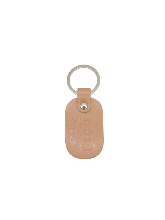 Leather key ring powder pink AUDI 6984-k