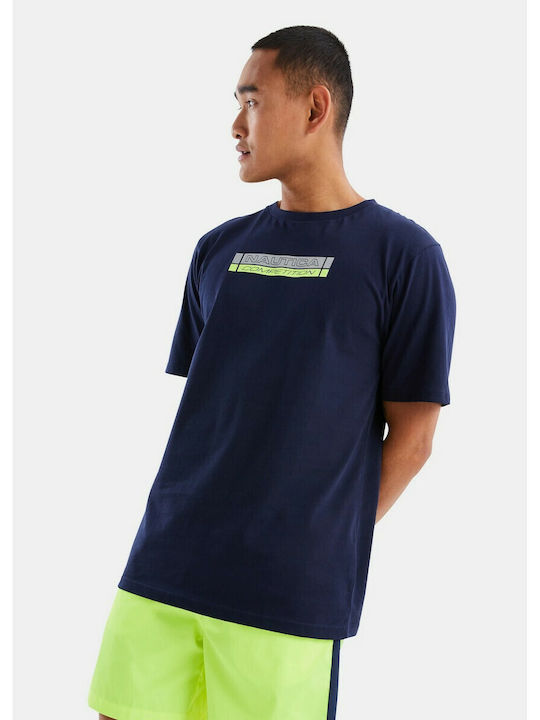 Nautica Ανδρικό T-shirt Navy Μπλε με Στάμπα