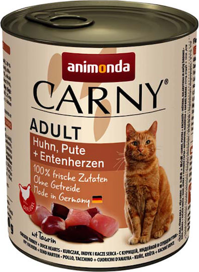 Animonda Carny Adult Wet Food for Adult Cats in Cans with Turkey and Chicken Grain-Free 800gr