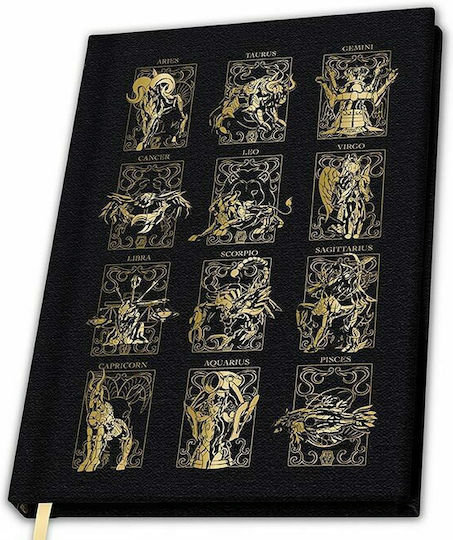 Abysse "Gold Armors" Notebook 90 Sheets A5 Ruled Black