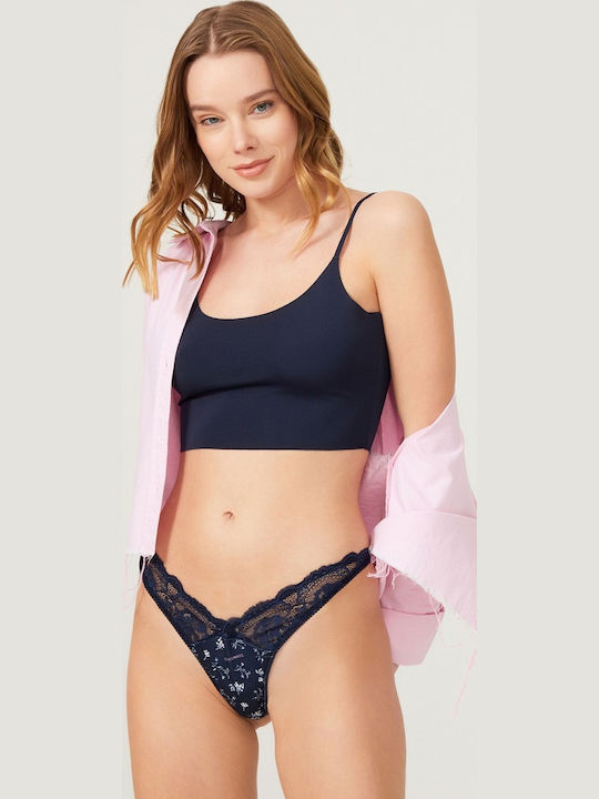 CottonHill Women's String with Lace Blue Dandelion