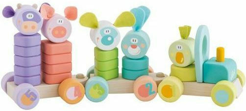 Sevi Stacking Toy Stacking Train with Shapes & Numbers made of Wood for 24++ Months
