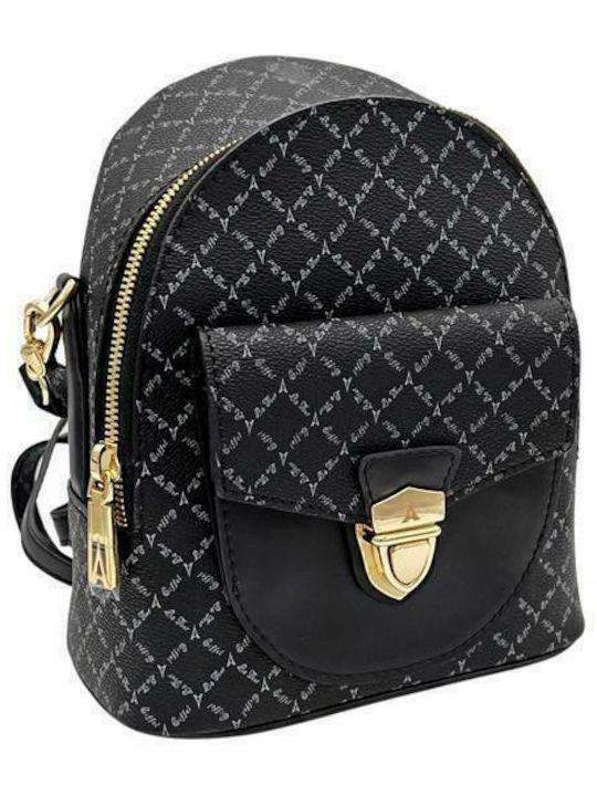 Damentasche Rucksack aus Kunstleder Schwarz/Gold
