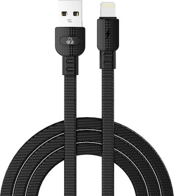 Powertech Armor Braided / Flat USB-A to Lightning Cable 15W Black 1m (PTR-0099)