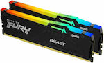 Kingston Fury Beast RGB 32GB DDR5 RAM mit 2 Modulen (2x16GB) und Geschwindigkeit 5200 für Schreibtisch