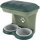 Bama Kunststoff Schale mit Behälter Futter & Wasser für Hund & Katze auf Basis von 2x 52cm in Grün Farbe