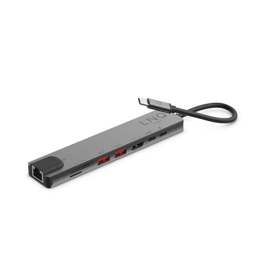 LinQ LNQ USB-C Docking Station με HDMI 4K PD Ethernet Γκρι