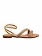 Sofia Manta Women's Flat Sandals with Strap in Orange Color