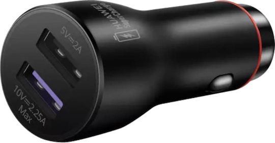 Huawei CP36 Car Charger 22.5W 2.25A with 2xUSB Ports with Type-C Cable Black Colour