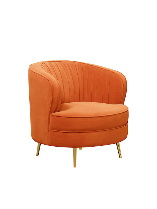 Celine Πολυθρόνα Βελούδινη Πορτοκαλί 80x80x80cm