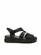 Relax Anatomic Leather Women's Flat Sandals Anatomic with Strap in Black Color