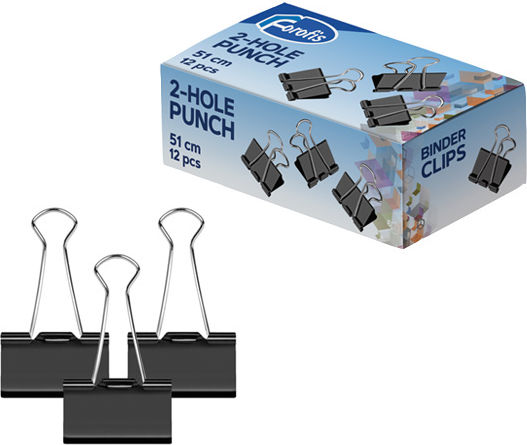 Forofis Κλιπς Μεταλλικά 51mm Μαύρα 12τμχ