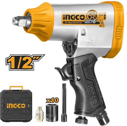 Ingco AIW12312 Въздушен Ключ 1/2" с Максимален Въртящ Момент 31.81kgm
