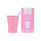 Estia Coffee Mug Save The Aegean Recyclable Glass Thermos Stainless Steel BPA Free 350ml Blossom Rose with Straw